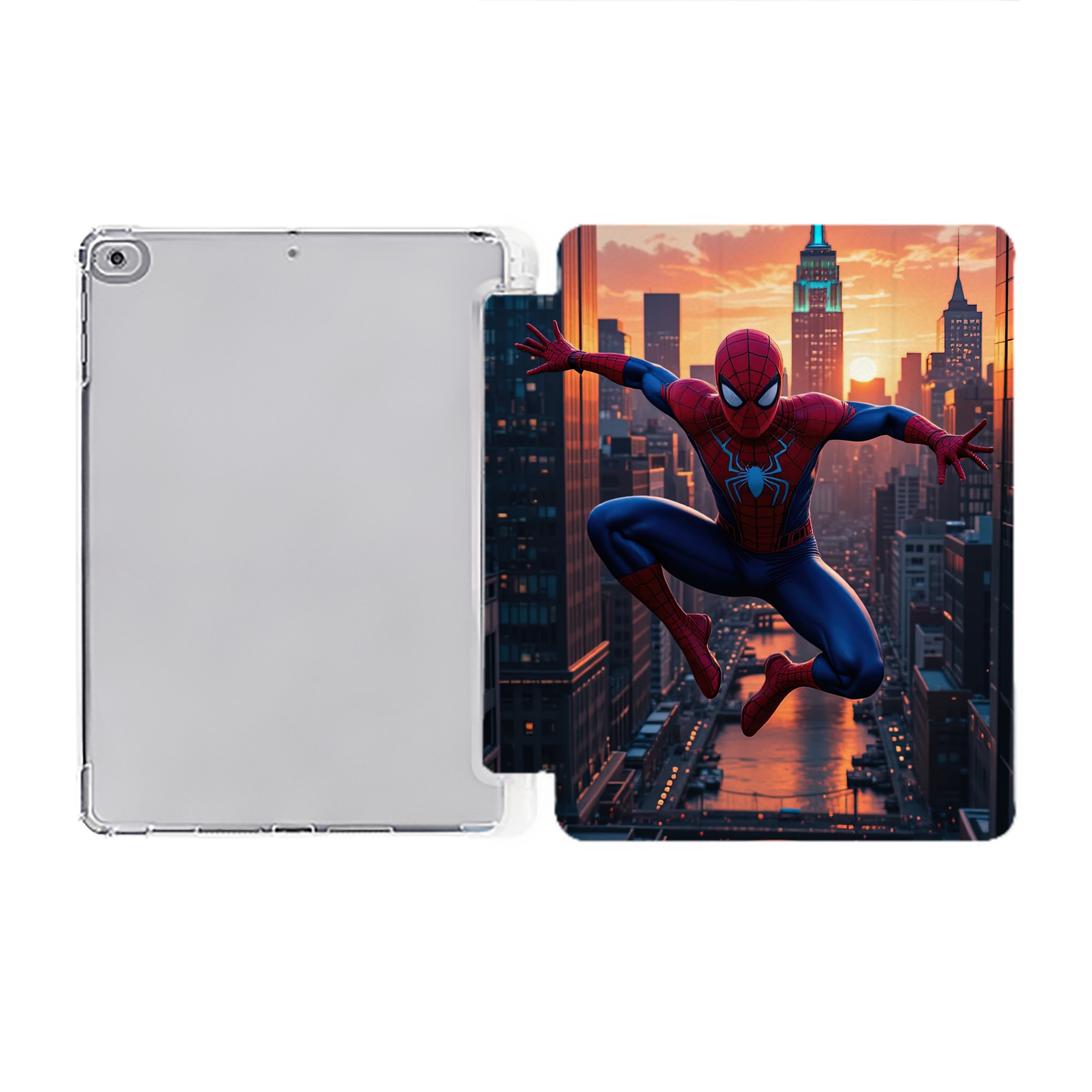 Spider Man スパイダーマン IPad ケース ペン収納付き 三つ折りスタンド PUレザー×シリコン 対応機種9.5/10.5/10.9インチ